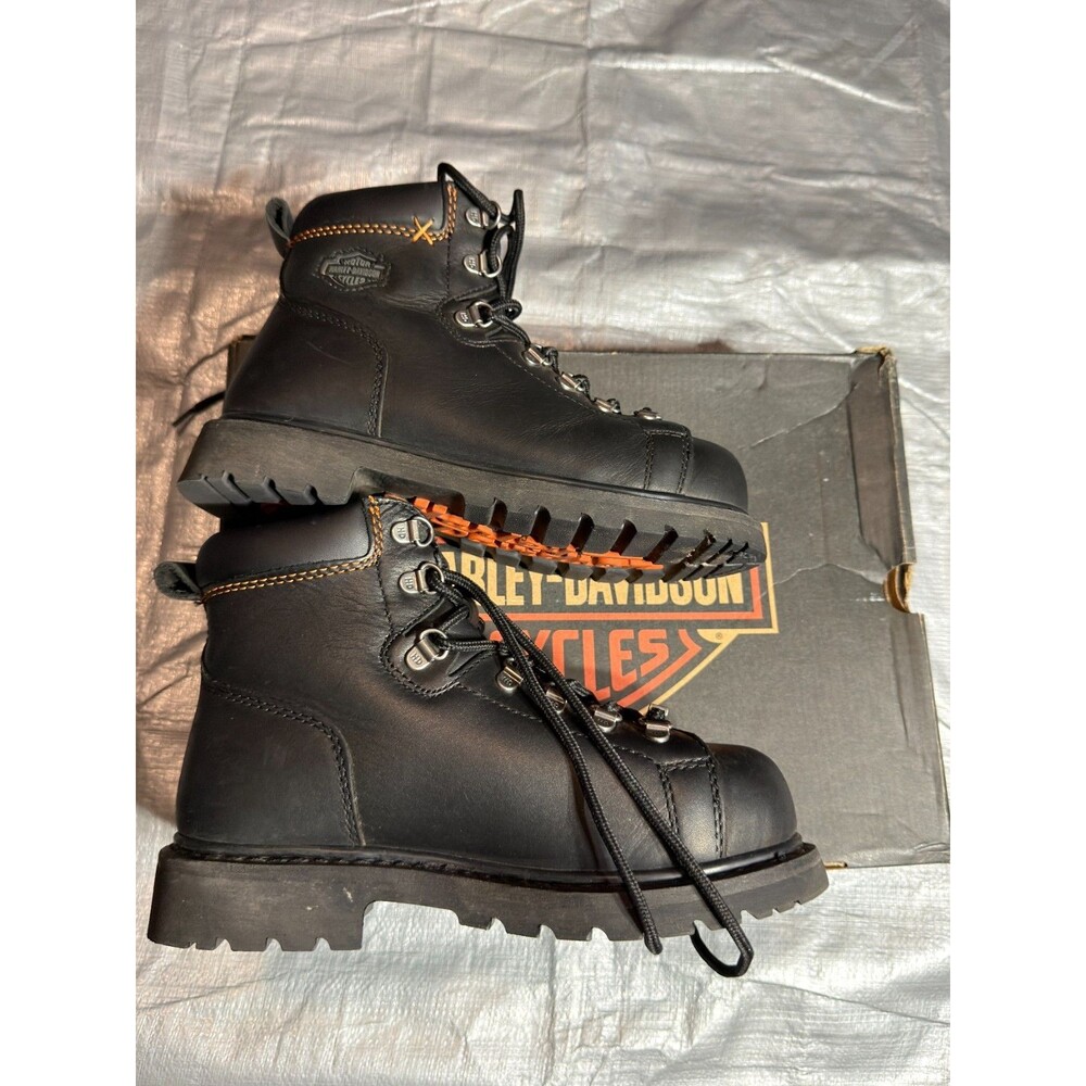 Harley Davidson Steel Toe Leather Boots Womens 8 M Black Work Riding D83668